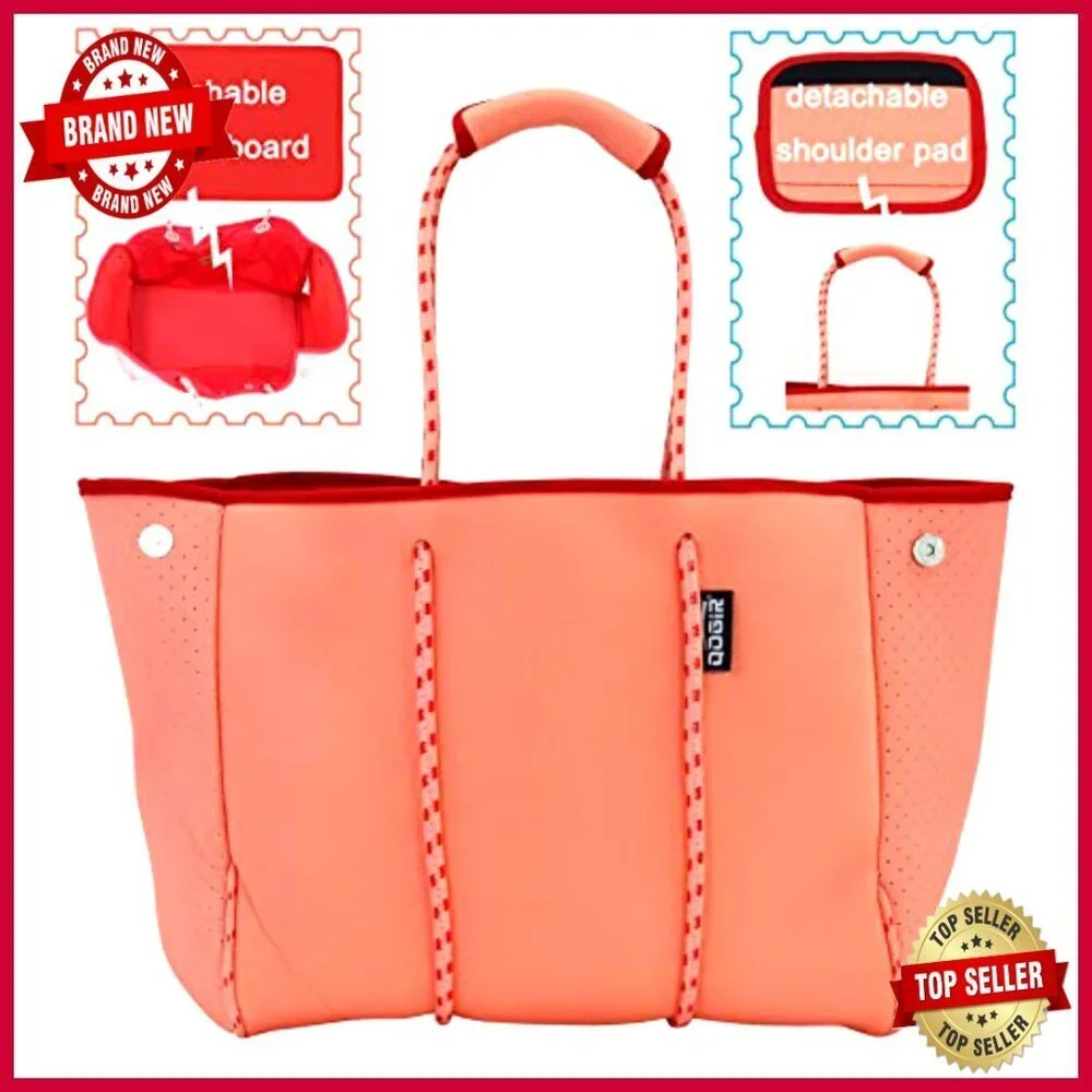 Large Neoprene Travel Tote with Zipper Pockets Foldable Beach Bag